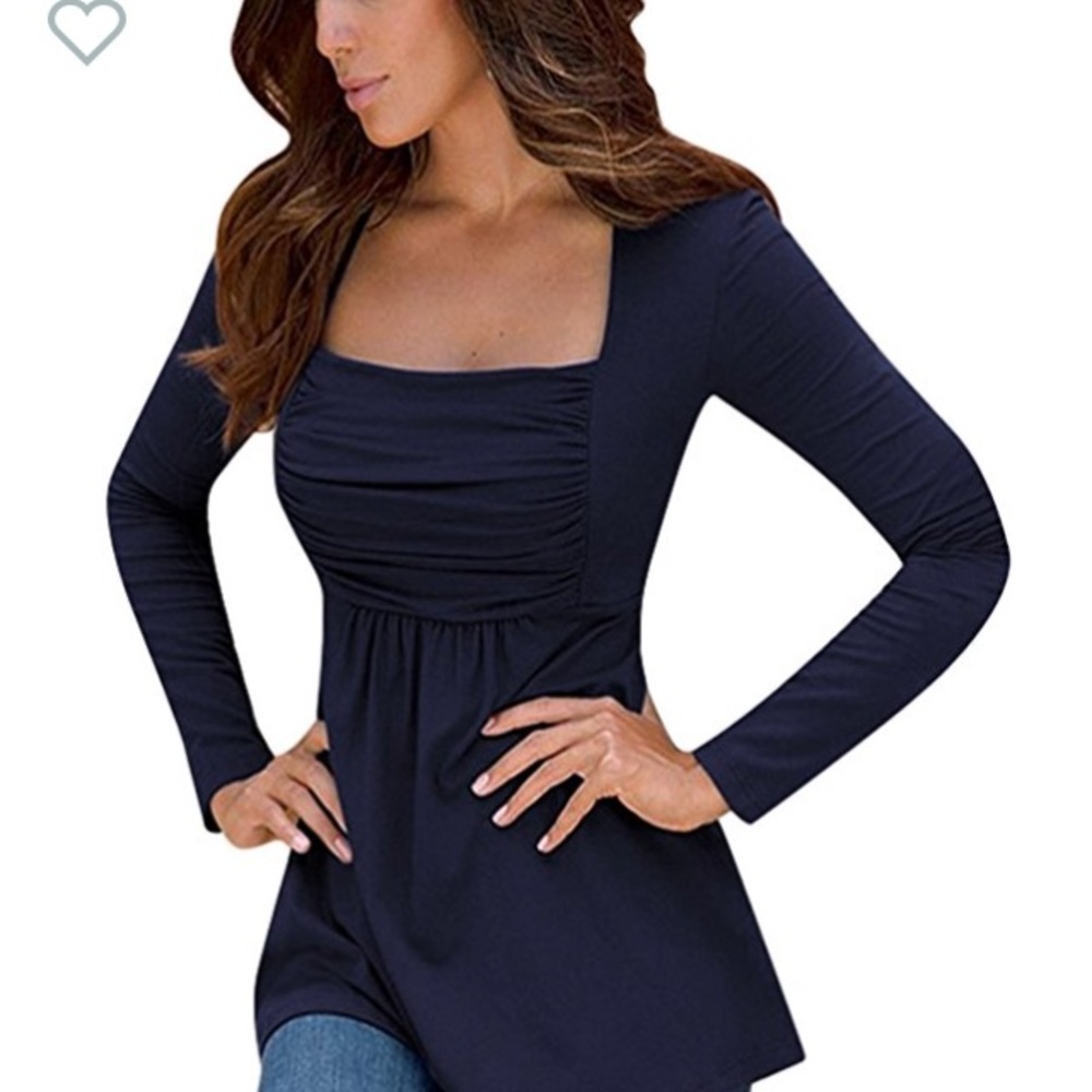 Front ruched navy top